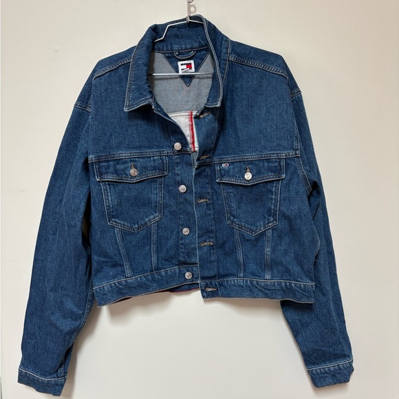 NWOT Tommy Hilfiger Tommy Jeans Claire Cropped Denim Jacket Size XL - Picture 3 of 13